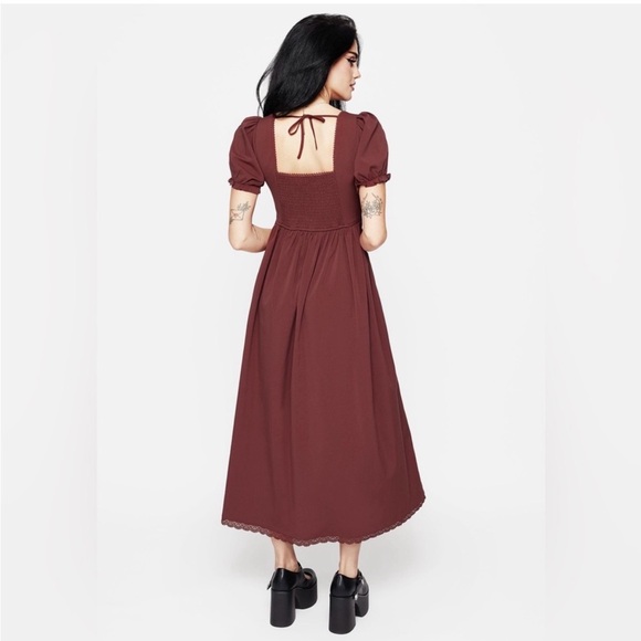 NWOT Disturbia Burgundy Square-Neck Maxi Dress Size US 10 - Picture 3 of 7